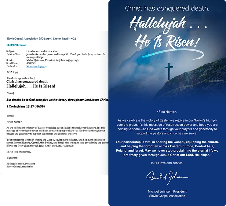 Copywriting Slavic Gospel Association Easter Greeting 1x